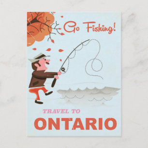 Reis naar Ontario vintage visprint Briefkaart