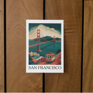 Reis naar San Francisco Golden Gate Bridge in vint Briefkaart