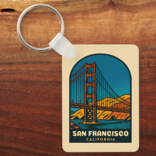 Reis naar San Francisco Golden Gate Bridge in vint Sleutelhanger