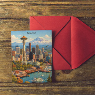 Reis naar Seattle, Washington - Gezicht op de skyl Briefkaart