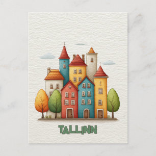 Reis naar Tallinn-ansichtkaart Briefkaart