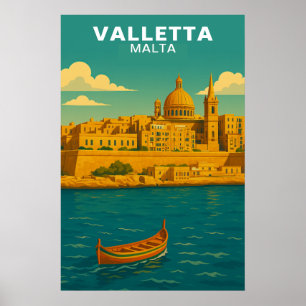Reis naar Valletta Malta Middellandse Zee Poster