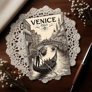 Reis naar Venetië Italië Gondel Oud Briefkaart