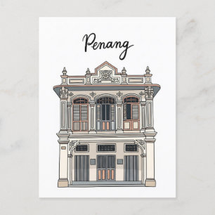 Reis naar winkelpand in Penang Maleisië Briefkaart