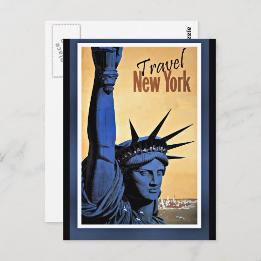 Reis New York, oud poster voor reizen, Briefkaart (Voorkant / Achterkant)
