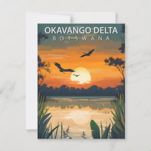 Reis Okavango Delta Botswana Vintage Briefkaart