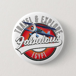 Reis, ontdek het prachtige Egypte-logo. Ronde Button 5,7 Cm