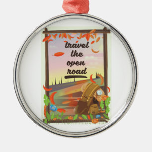 Reis over de open weg vintage wandelposter metalen ornament