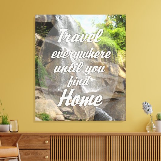 Reis overal - waterval canvas afdruk (Insitu (Woonkamer))