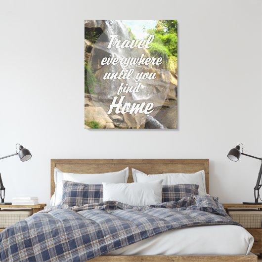 Reis overal - waterval canvas afdruk (Insitu (Slaapkamer))