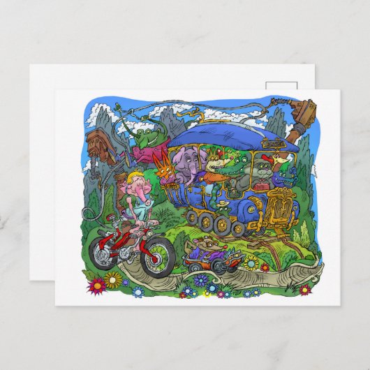 Reis per tram. briefkaart (Voorkant / Achterkant)