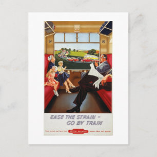 Reis per trein adverteren poster briefkaart