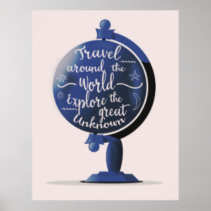 Reis rond de Wereld Verken de Grote Onbekende Poster