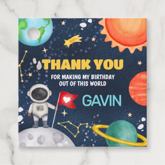 Reis rond de zon Buiten het ruimteplein Bedankjes Labels (Voorkant)