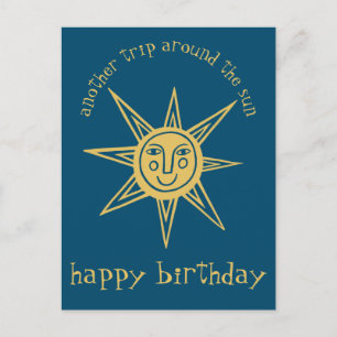 Reis rond de zon GELUKKIGE VERJAARDAG Aangepast Briefkaart