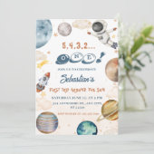 Reis rond de zon | Outer Space eerste verjaardag I Kaart (Staand voorkant)