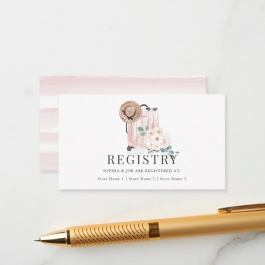 Reis Roze Koffer Bruidschat Registry Informatiekaartje (Voorkant / Achterkant in situ)