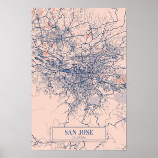 Reis San Jose California Winderige Stadkaart Poster