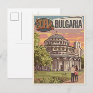 Reis Sofia, Bulgarije vintage cadeaus, liefdespaar Briefkaart