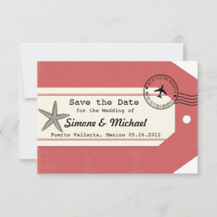 Reis-thema bagagelabel 'Save the Date' met zeester Save The Date