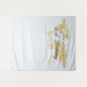 Reis Thema Feest Blauwe Landkaart Foto Selfie Acht Wandkleed (Voorkant (horizontaal))