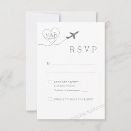 Reis Thema Vliegtuig Hart Retro Minimalistisch RSVP Kaartje