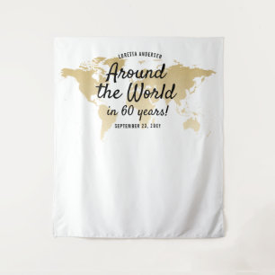 Reis Thema Wereldkaart Rond de Wereld Achtergrond Wandkleed