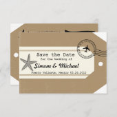 Reis-thema zeester Bagage Label Save the Date (Voorkant / Achterkant)