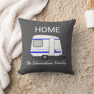 Reis vakantie caravan Thuis Familie monogram Kussen