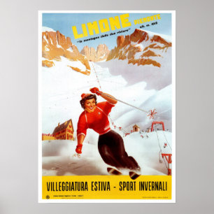 reis van de Italiaanse skiclimone Piemonte Poster