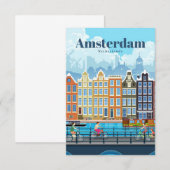 Reis van kunstreizen naar Amsterdam RSVP Kaartje (Voorkant / Achterkant)