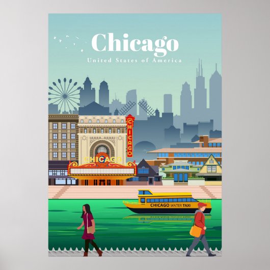Reis van kunstreizen naar Chicago Poster (Voorkant)