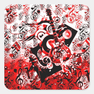Reis van Music-Red_ Vierkante Sticker