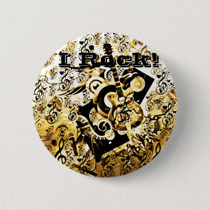 Reis van muziek, Rocks Gold_ Ronde Button 5,7 Cm
