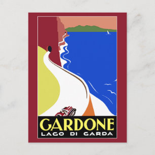 Reis van Retro Art Deco Gardone Riviera Italiaans Briefkaart
