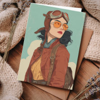 Reis Verjaardag Vintage Retro Aviator Meisje