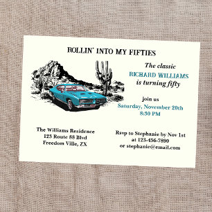Reis Vintage Car Desert 50e verjaardagsfeestje Kaart