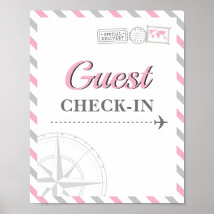 Reis Vliegtuig Feest Thema Gast Check-in Welkom Poster