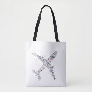 Reis Vliegtuig woord typografie wanderlust cadeau Draagtas