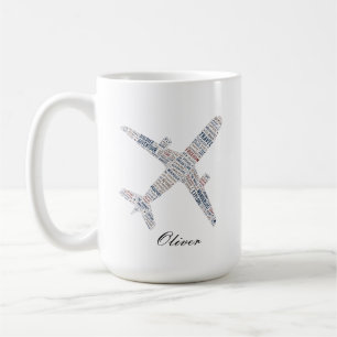 Reis Vliegtuig woord typografie wanderlust cadeau Koffiemok