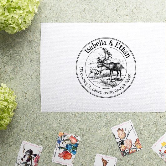 Reisadres paar, cirkel 	rubberstempel