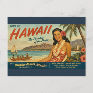Reisadvertentie in vintage stijl Hawaï Briefkaart