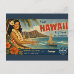 Reisadvertentie in vintage stijl Hawaï Feestdagenkaart