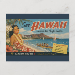 Reisadvertentie in vintage stijl Hawaï Feestdagenkaart