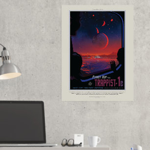 Reisadvertentie Science-Fiction, Planeet Trapist-1 Folie Afdrukken