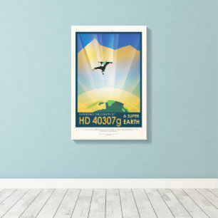 Reisadvertentie uit de Science Fiction, Planeet HD Canvas Afdruk