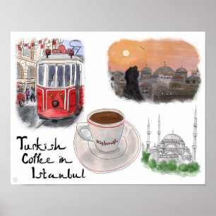 Reisaffiche: Turkse koffie in Istanbul Poster