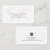 Reisagent Bleke Roze Wereldkaart Visitekaartje (Voorkant / Achterkant)