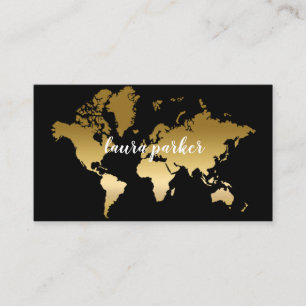 Reisagent Faux Gold Wereldkaart Destination Visitekaartje