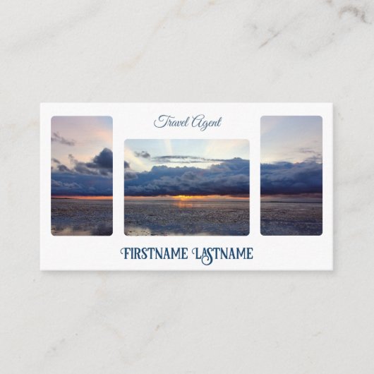 Reisagent sunset sky op oceaanstrand QR-Code Visitekaartje (Voorkant)